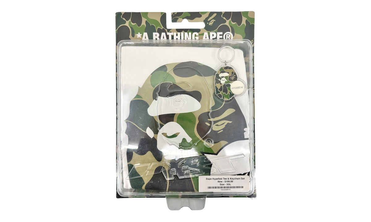 BAPE Hypefest Ape Head Logo Short Sleeve T-Shirt White - Keychain Set BHTAKS