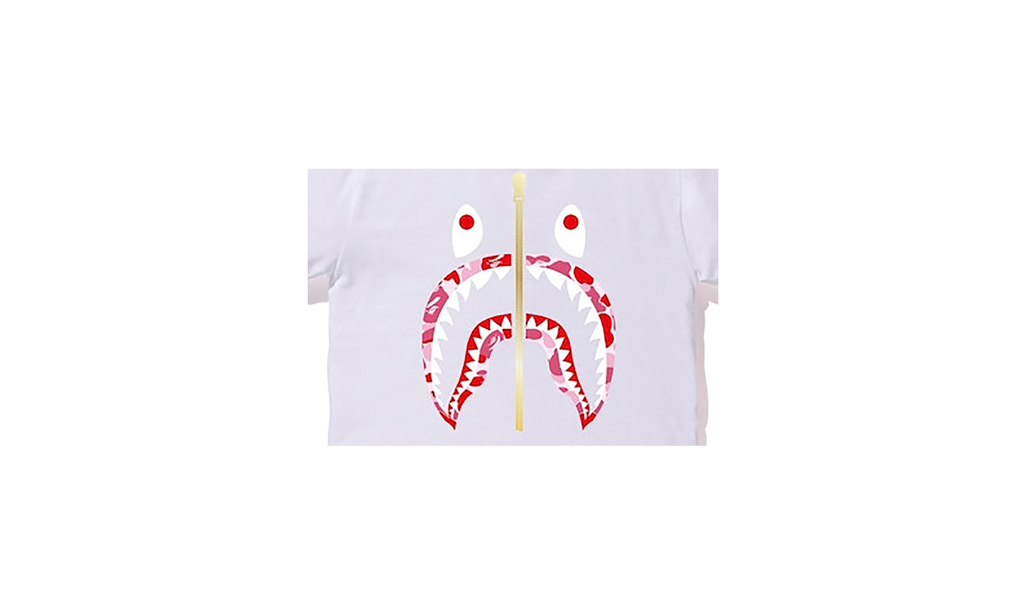 BAPE Zip Shark SS Tee White / Pink Camo B6CB8C63