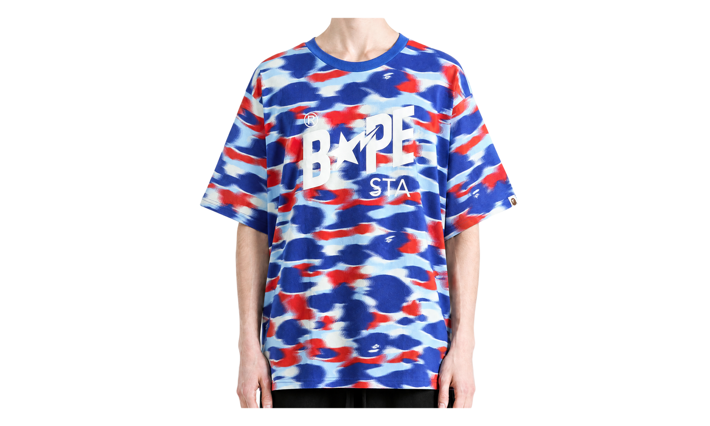 BAPE Screen Camo Sta Logo Relaxed Fit Tee Blue 1M30109304 BLU