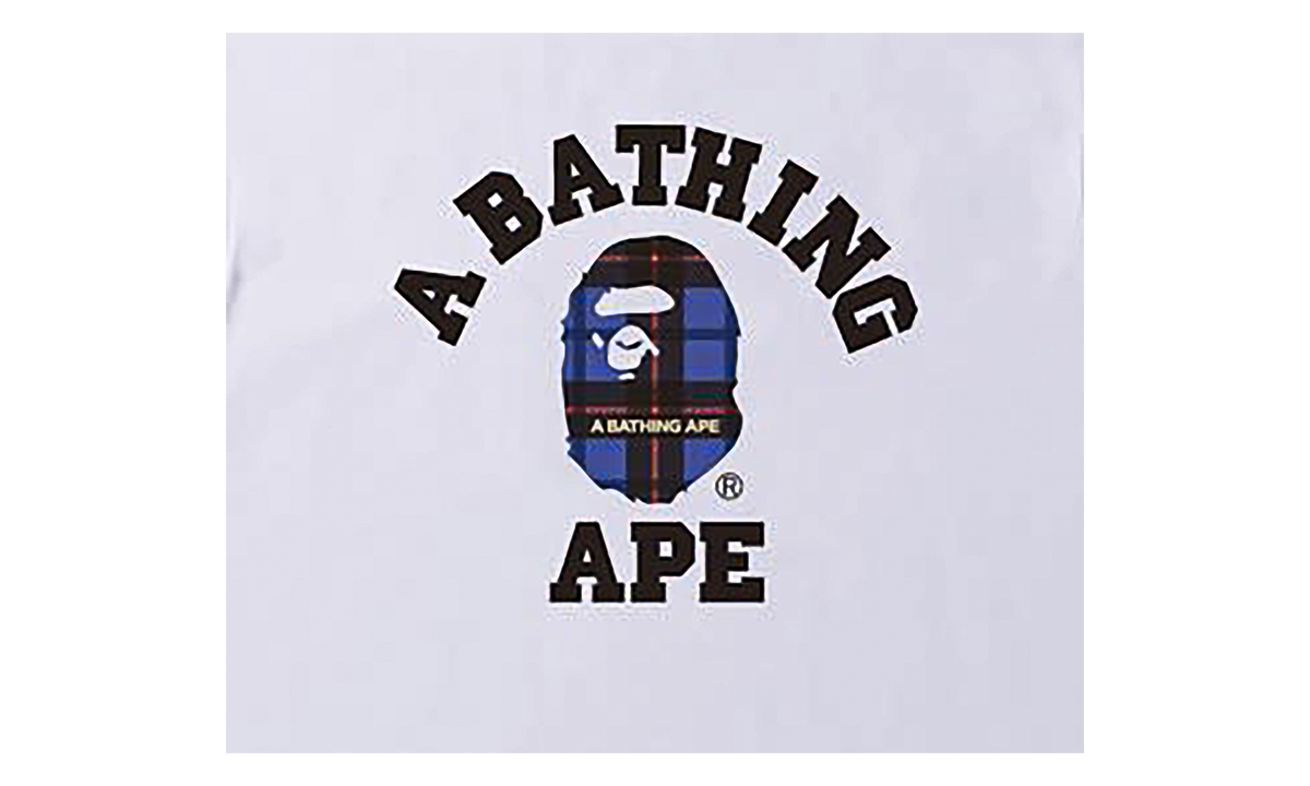 BAPE Check College T-Shirt White / Blue 84TJTEOM