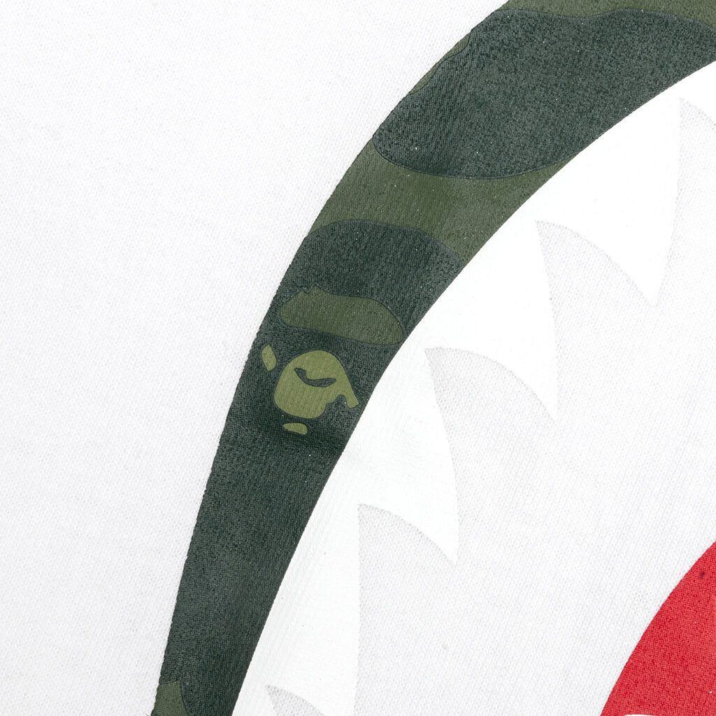A BATHING APE Color Camo Shark Tee - White/Green