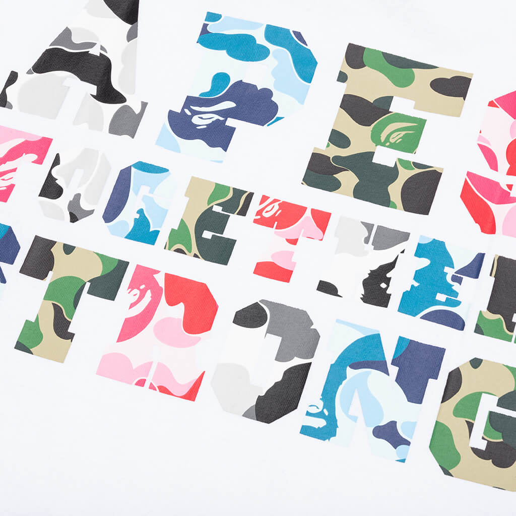 A BATHING APE ABC Camo Crazy College ATS Tee - White
