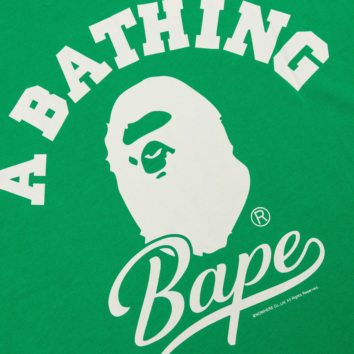 A BATHING APE Cursive College Logo Relaxed Fit Tee - Green