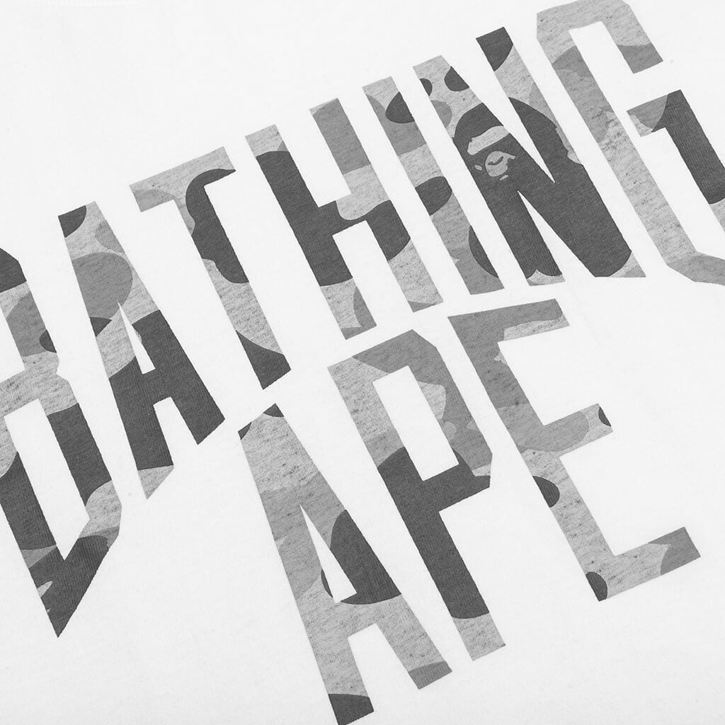 A BATHING APE Heather Gray Camo Bathing Ape Tee - White