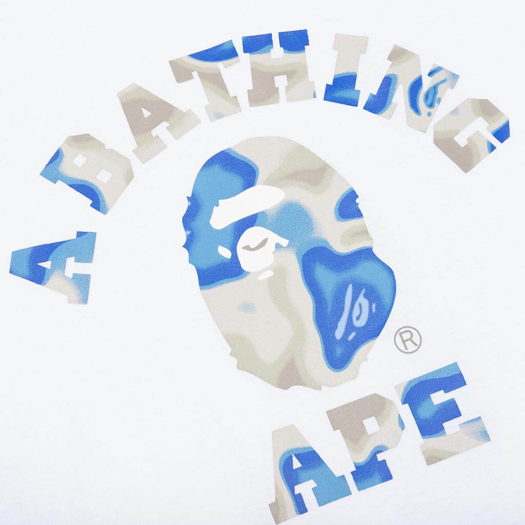 A BATHING APE Liquid Camo College Tee - White/Blue