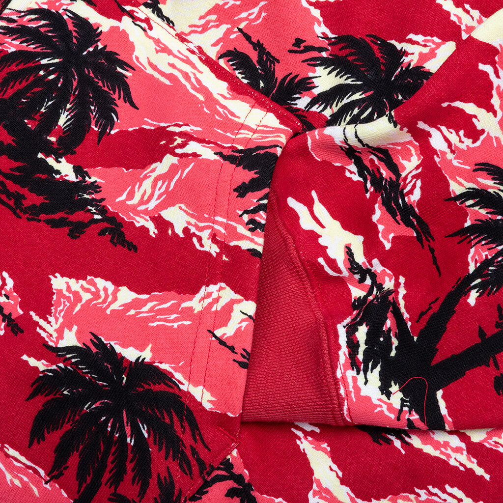 A BATHING APE Palm Tree Camo Relaxed Fit Shark Full Zip Hoodie - Red