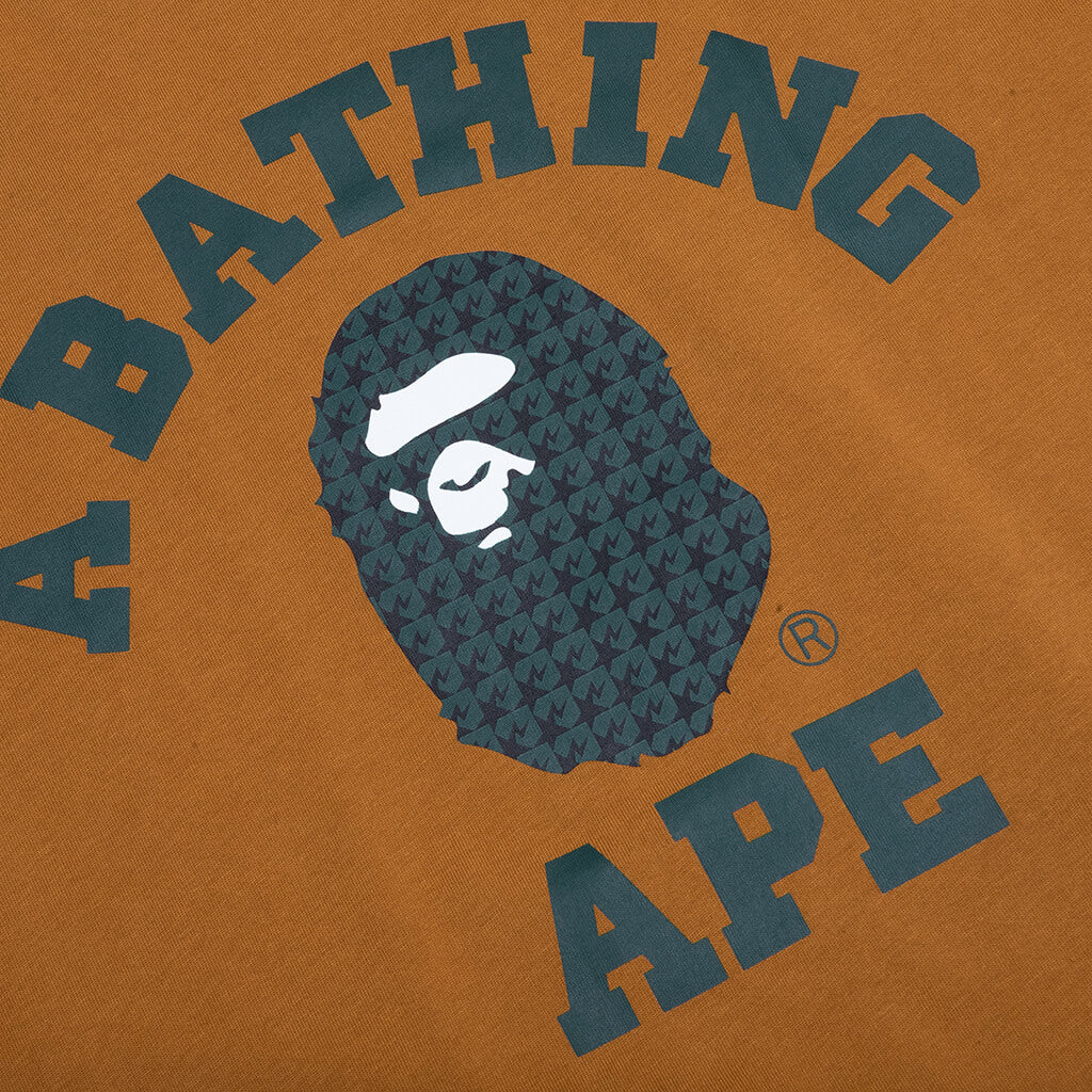 A BATHING APE STA Houndstooth College Relaxed Fit Tee - Brown