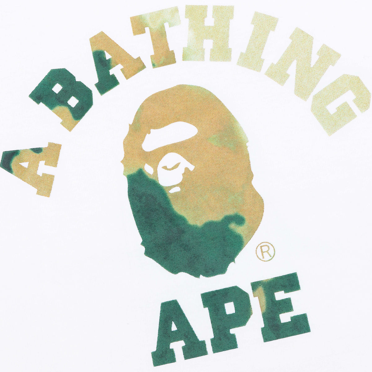 A BATHING APE Tie Dye College Tee - White/Beige