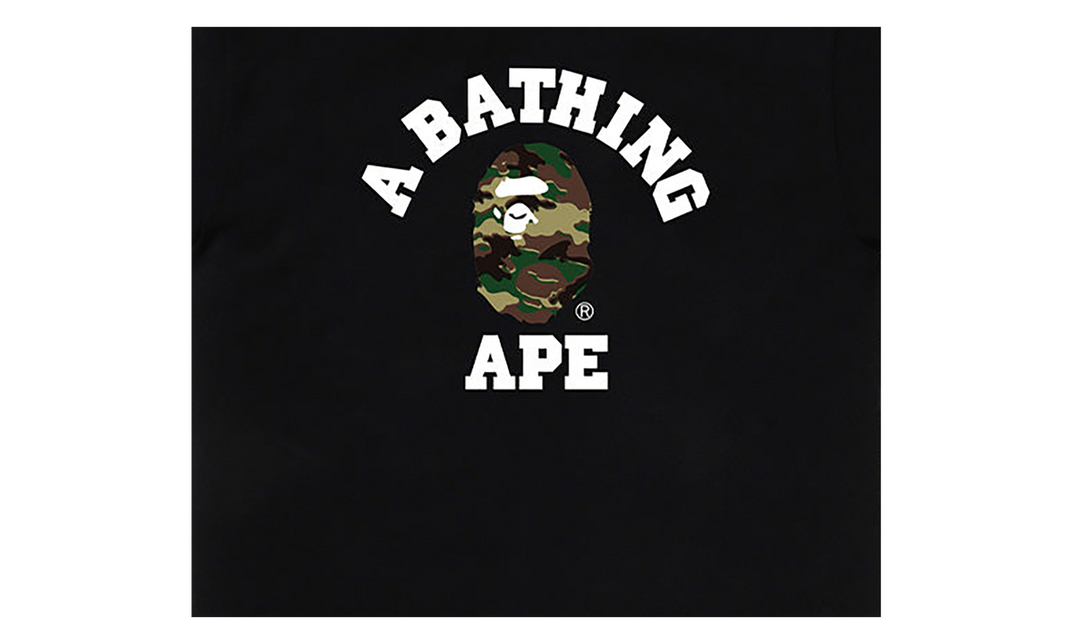 BAPE Glitch Woodland Camo College Tee Black / Green Camo 0ZXTEM031101Q BKM