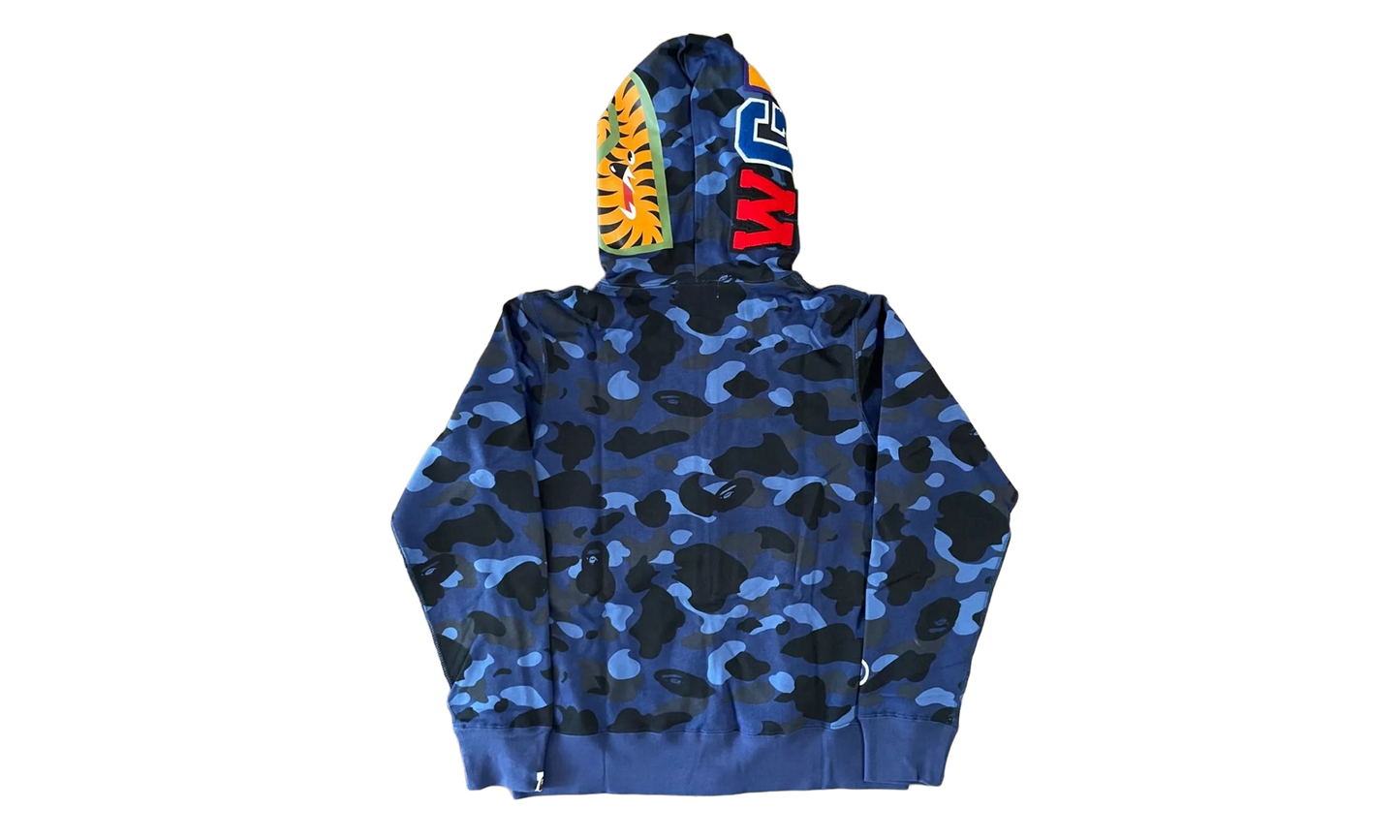 BAPE Color Camo Shark Full Zip Hoodie Navy Blue BCCSFZUHSB