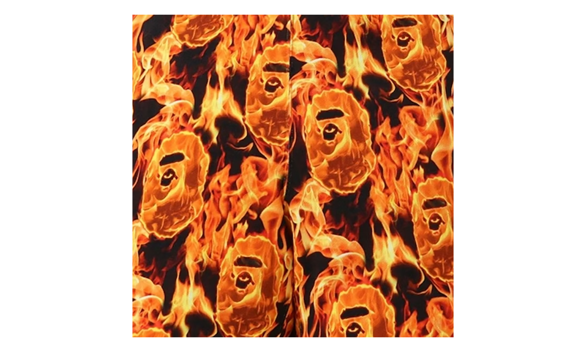 BAPE Flame Wide Sweat Shorts Orange 1G30 153 014 ORANGE