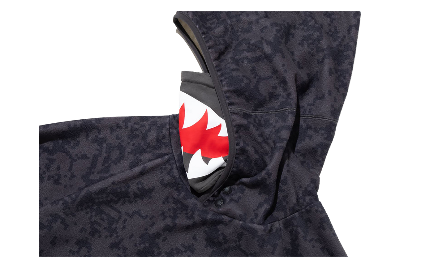 BAPE Kazuki Pixelate Camo Shark Relaxed Fit Pullover Hoodie Charcoal 1L83114901 CHARCOAL