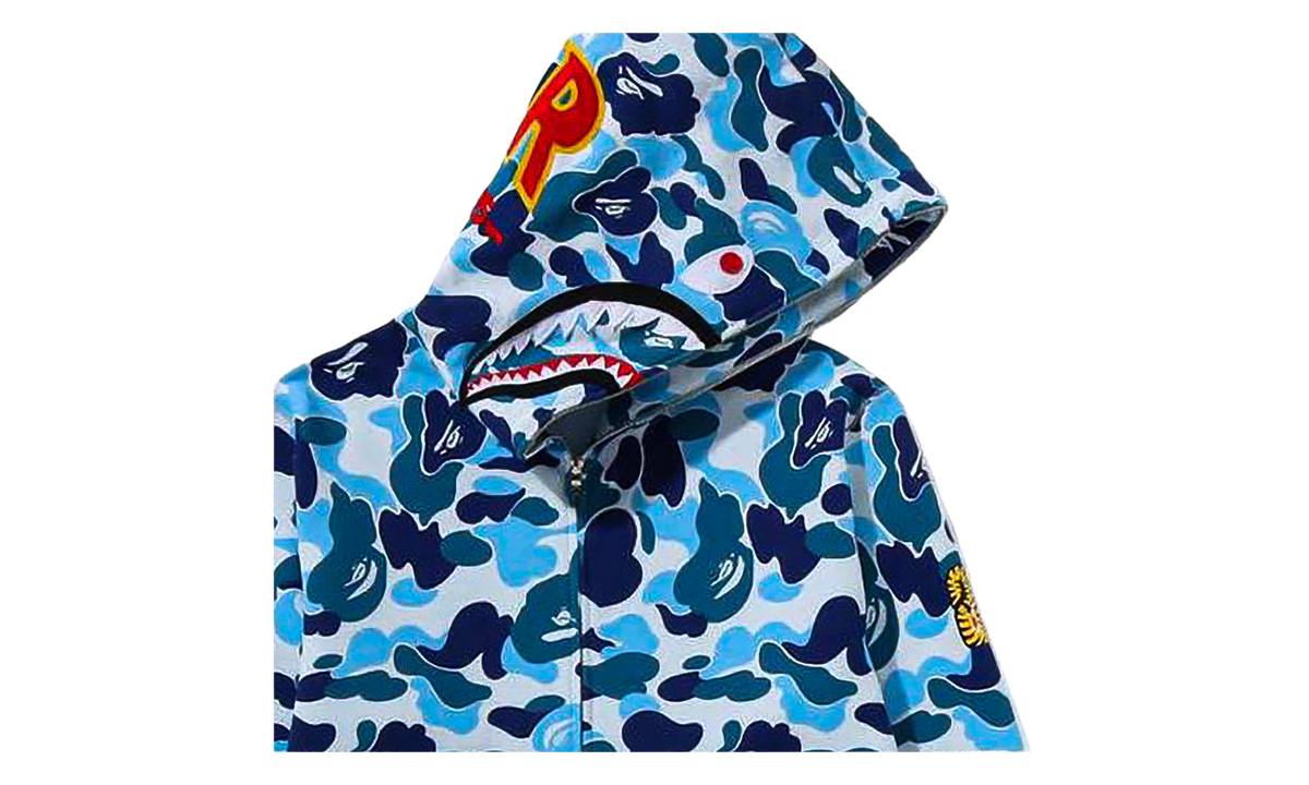 BAPE ABC Camo Shark PONR Full Zip Hoodie Blue 1K30 115 005 BLUE