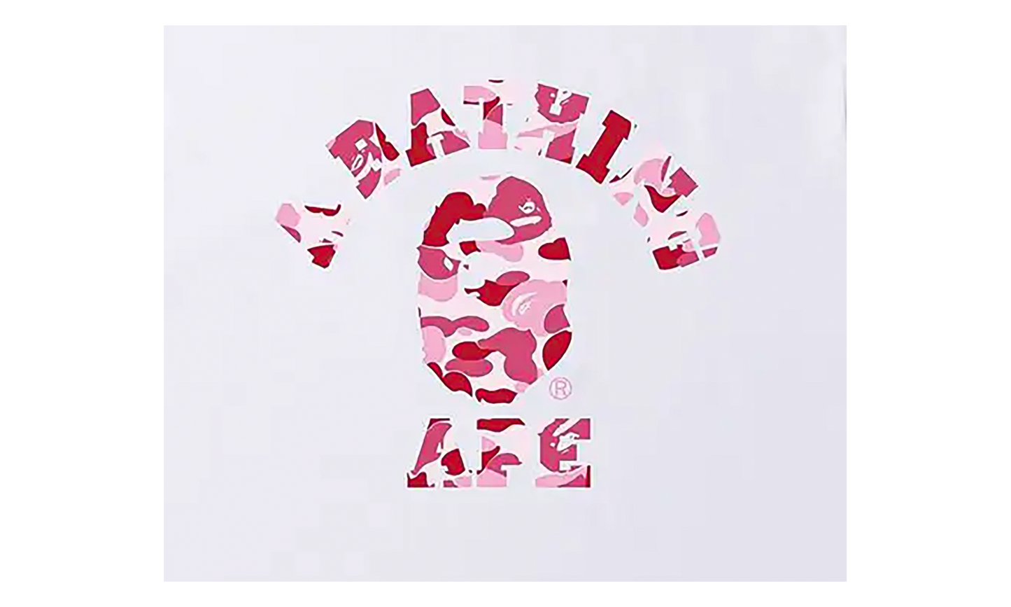 BAPE ABC Camo College Tee White / Pink 1I30 110 005 WHITE PINK