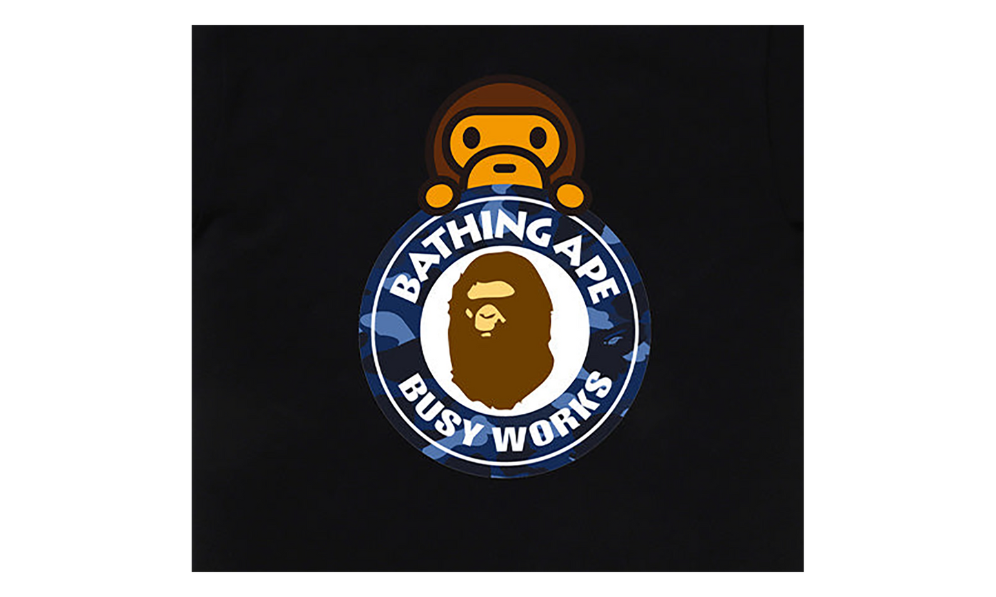 BAPE Camo Color Milo on Busy Works Tee Black/Blue Camo 0ZXTEMX00710Q BKC