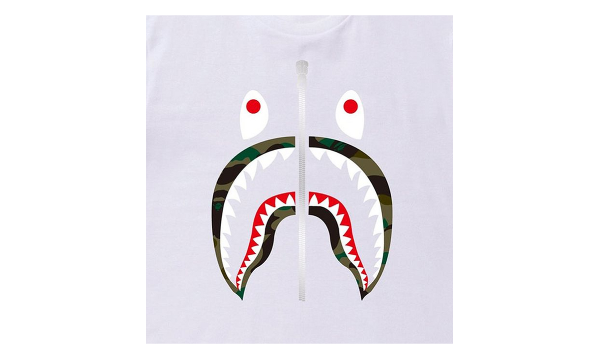 BAPE 1st Camo Shark Tee White / Green M110016D WHM