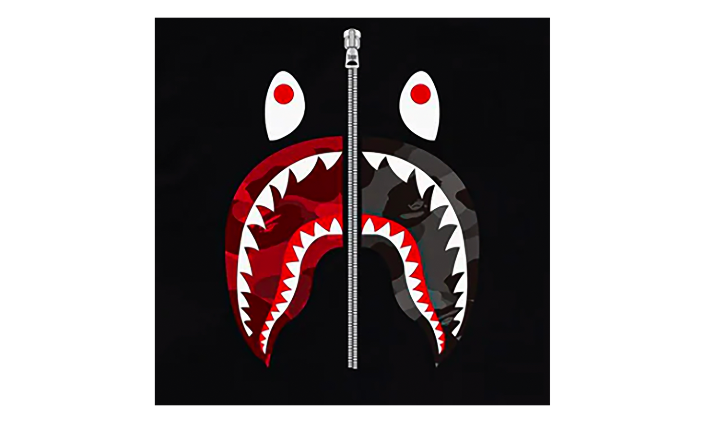 BAPE Color Camo Separate Shark Tee Black / Red 1K80 110 021 BLACK RED