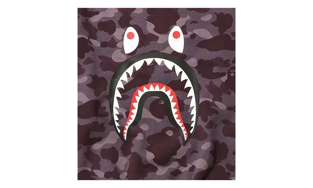 BAPE Color Camo Shark Relaxed Fit Crewneck Sweatshirt Burgundy 1H30 113 014 BURGUNDY