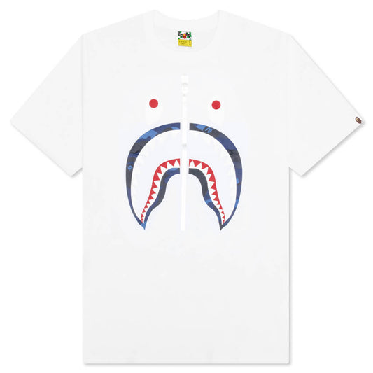 A BATHING APE Color Camo Shark Tee - White/Navy