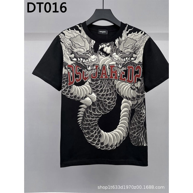 The Dsquared2 T-Shirt is fully printed with the new dragon pattern NextBlock