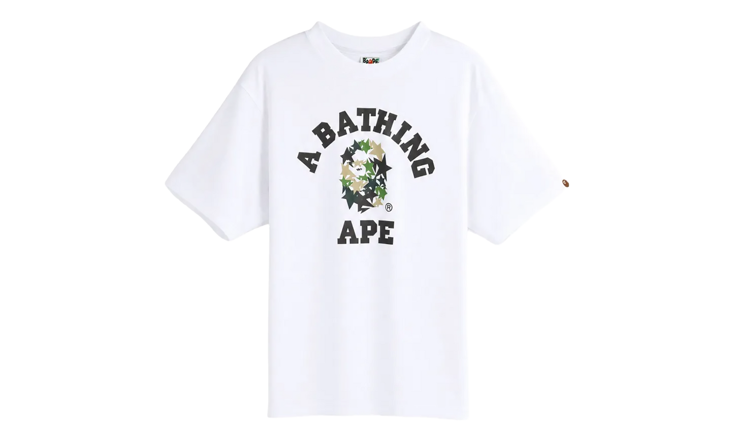 BAPE Sta College Relaxed Fit Tee White 1L80110314 WHT