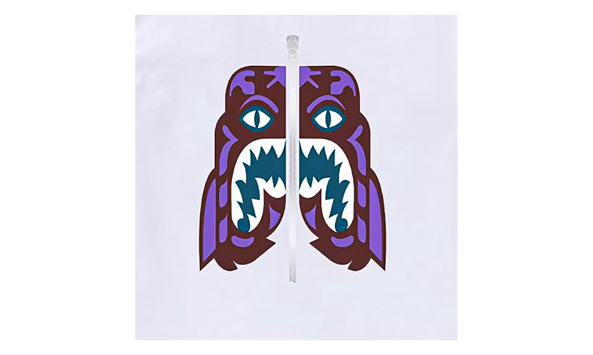 BAPE Colors Tiger T-Shirt White / Purple 1J30 110 057 WH
