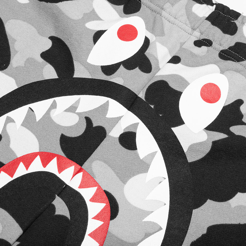A BATHING APE 1ST Camo Shark Regular Fit Sweat Shorts - Gray