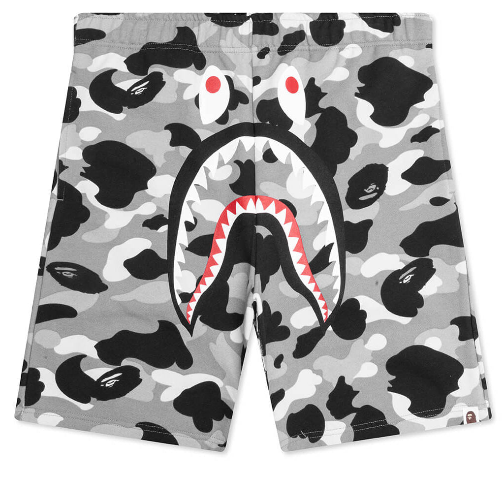 A BATHING APE 1ST Camo Shark Regular Fit Sweat Shorts - Gray