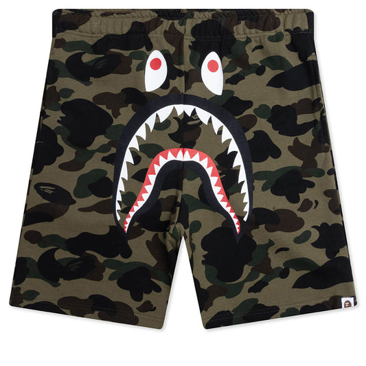 A BATHING APE 1ST Camo Shark Regular Fit Sweat Shorts - Green