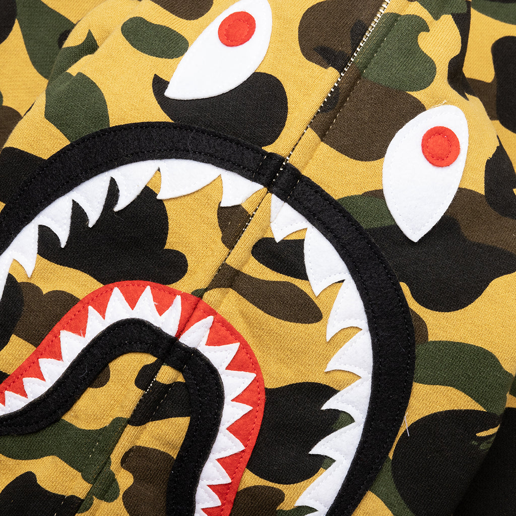 A BATHING APE 1st Camo 2nd Shark Full Zip Hoodie - Yellow