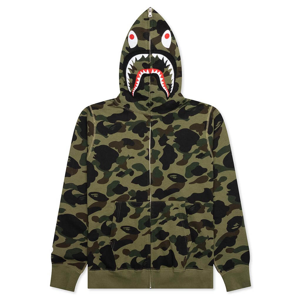 A BATHING APE 1st Camo Shark Full Zip Hoodie - Green