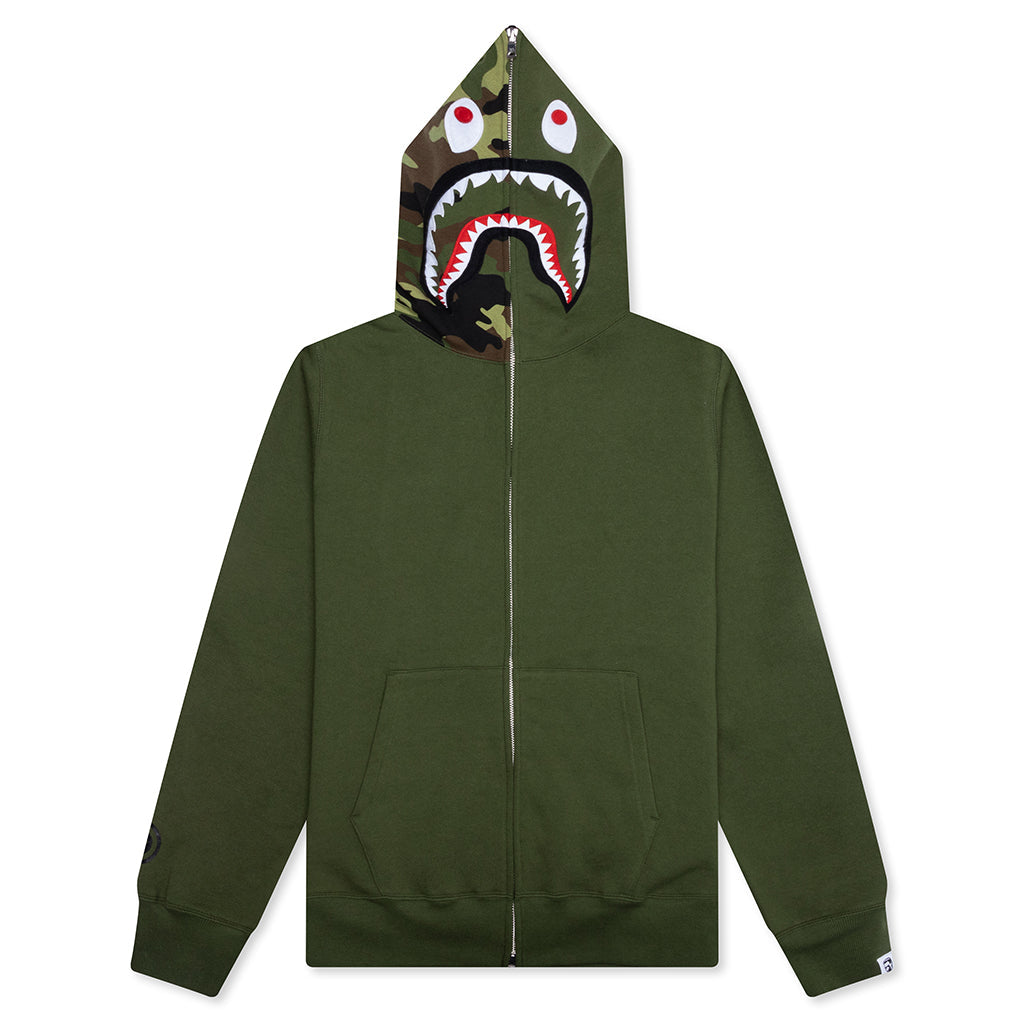 A BATHING APE 1st Shark Full Zip Hoodie - Olive Drab