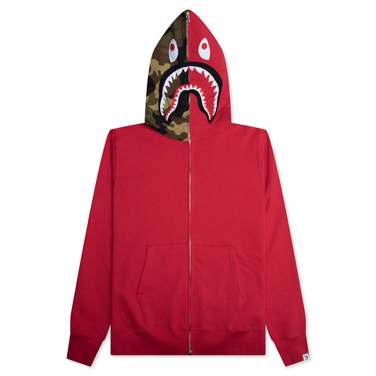 A BATHING APE 1st Shark Full Zip Hoodie - Red
