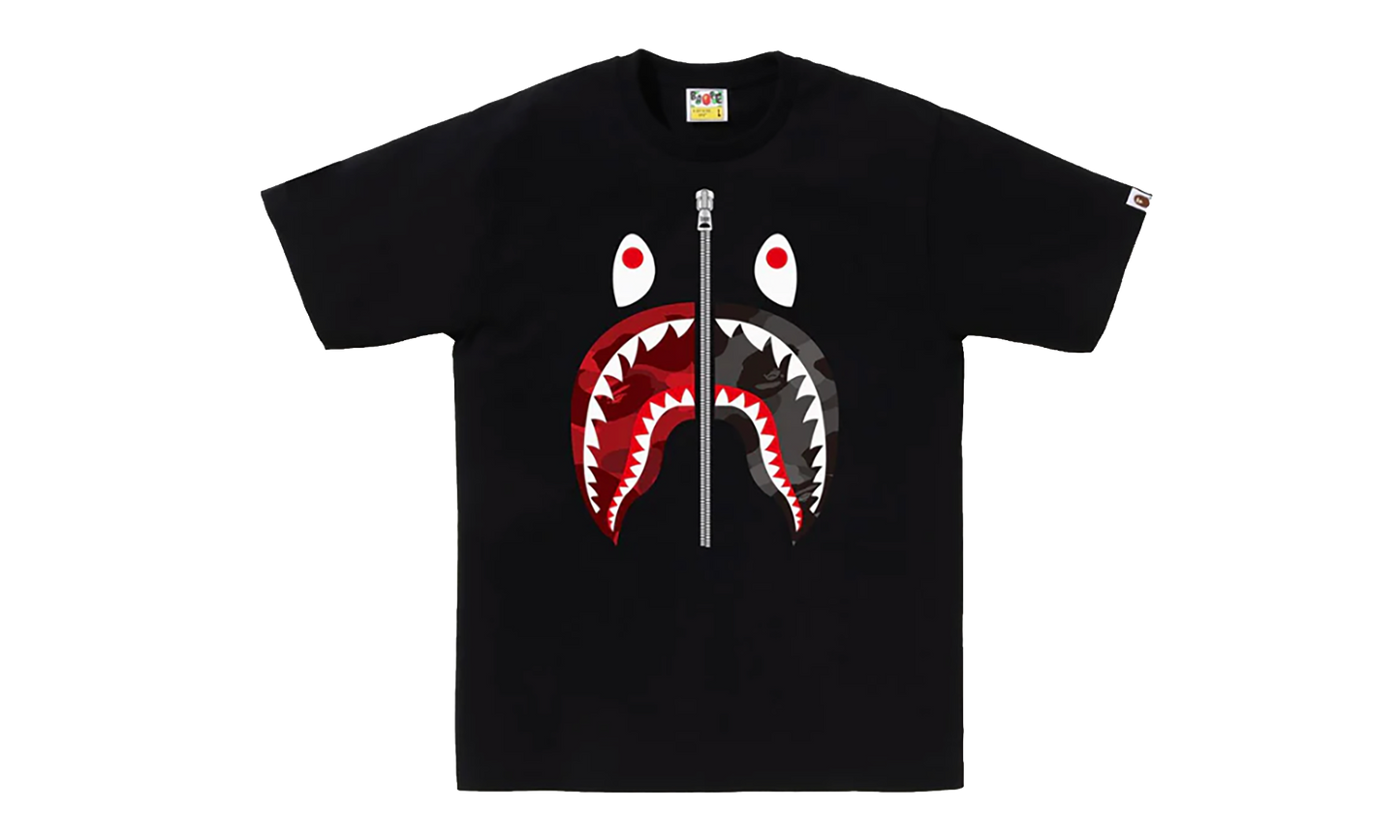 BAPE Color Camo Separate Shark Tee Black / Red 1K80 110 021 BLACK RED