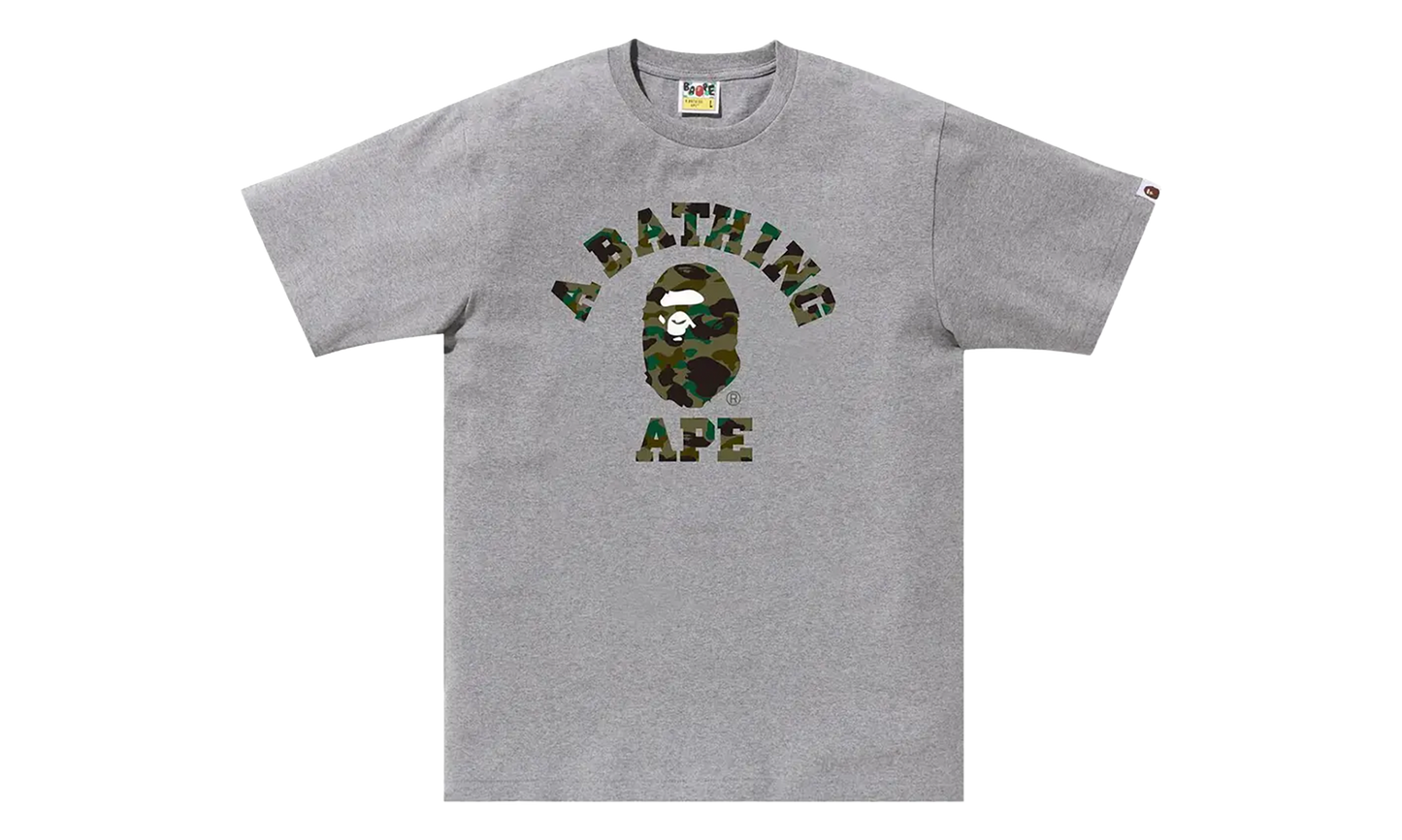 BAPE 1st Camo College Tee Grey / Green 1K30 110 008 GREY GREEN