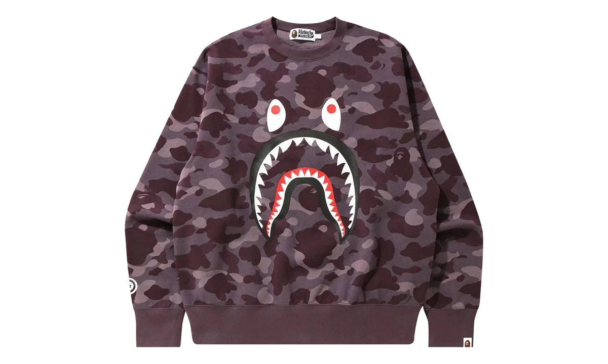 BAPE Color Camo Shark Relaxed Fit Crewneck Sweatshirt Burgundy 1H30 113 014 BURGUNDY