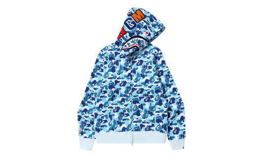 BAPE ABC Camo Shark Full Zip Hoodie Blue 1J30 115 007 BLUE