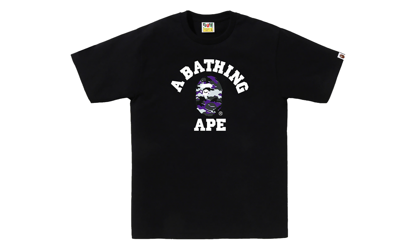 BAPE Glitch Woodland Camo College Tee Black / Purple Camo 0ZXTEM031101Q BKS