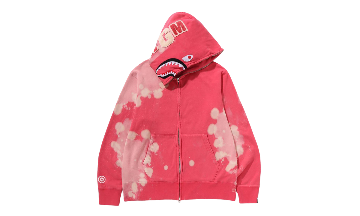 BAPE Hand Dye Shark Full Zip Hoodie Red 1L30 115 002 RED