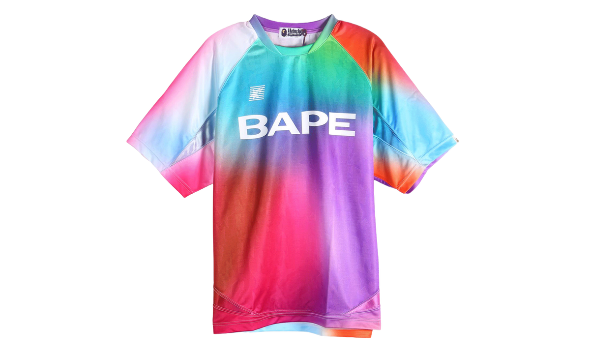 BAPE Tie Dye Sta Stripe Pattern Relaxed Fit Football Jersey Tee Multicolor 1M30109313 MUL