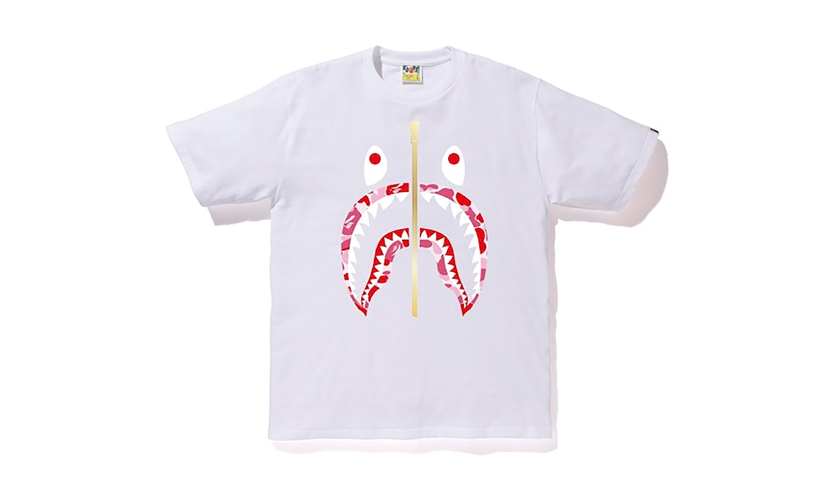 BAPE Zip Shark SS Tee White / Pink Camo B6CB8C63