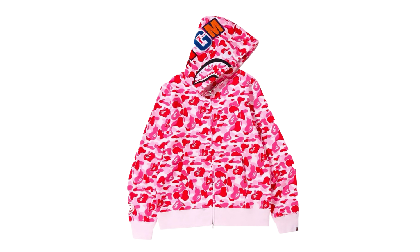 BAPE ABC Camo Shark Full Zip Hoodie Pink 1J30 115 007 PINK