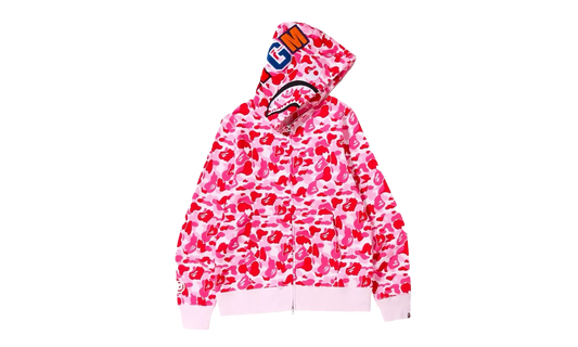 BAPE ABC Camo Shark Full Zip Hoodie Pink 1J30 115 007 PINK