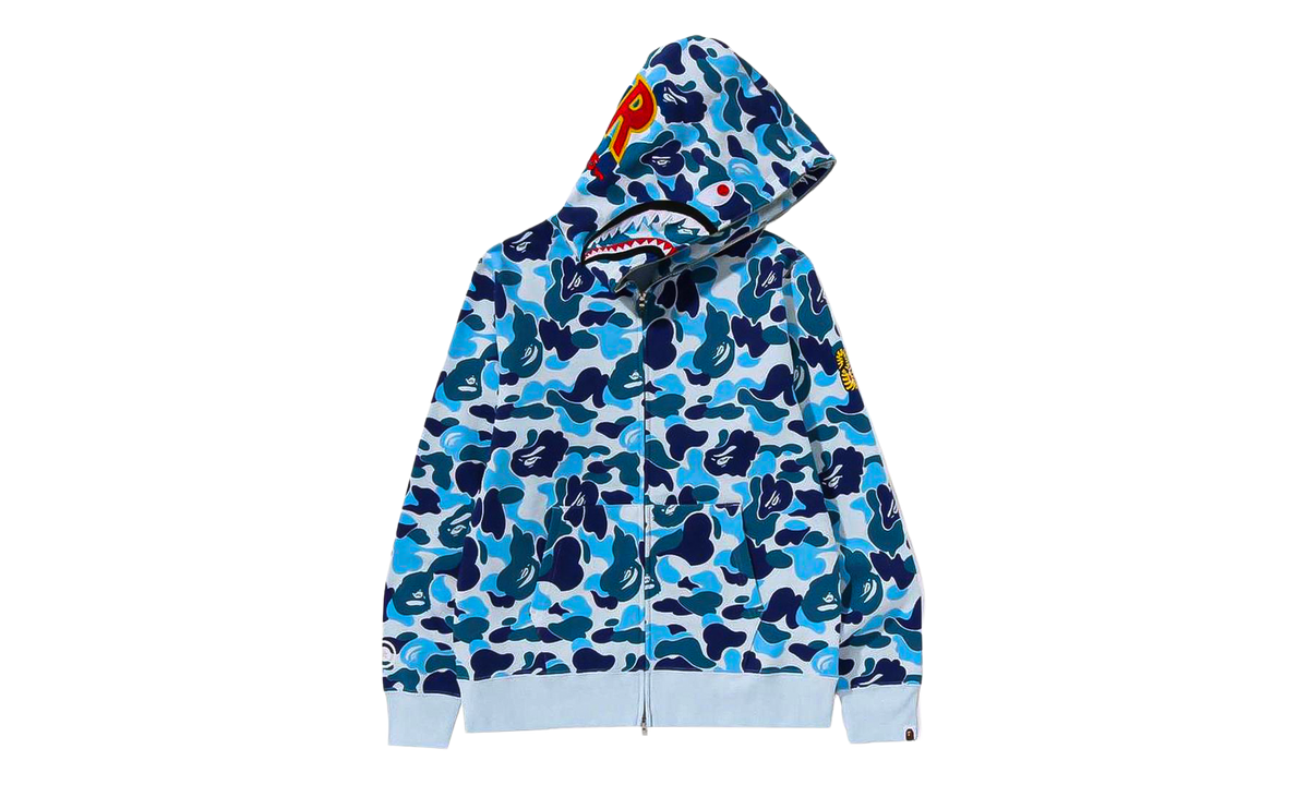 BAPE ABC Camo Shark PONR Full Zip Hoodie Blue 1K30 115 005 BLUE