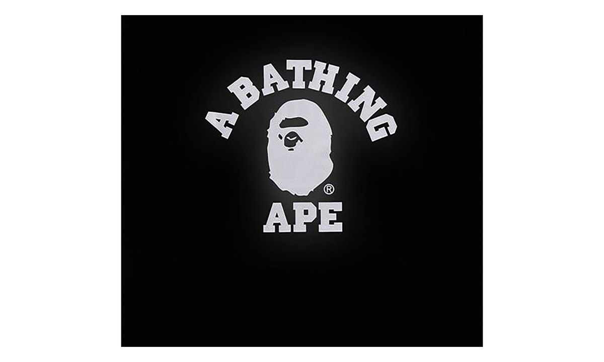 BAPE Reflective On College SS Tee Black 0ZXTEM00710XQ BKX