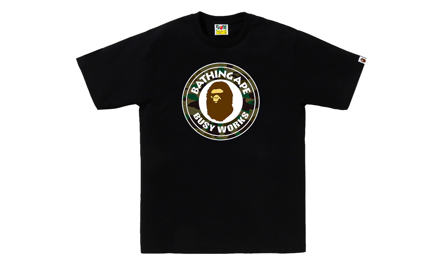 BAPE 1st Camo Busy Works Tee Black / Green 0ZXTEM014101Q BKM