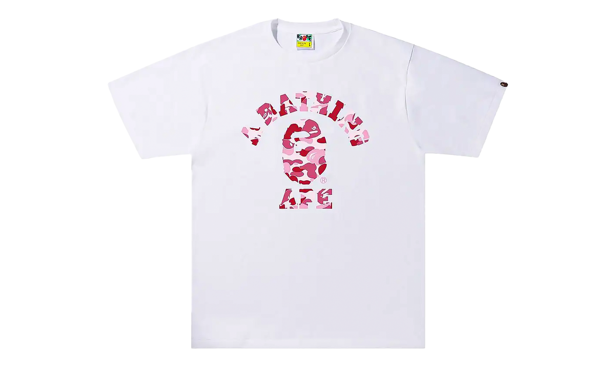 BAPE ABC Camo College Tee White / Pink 1I30 110 005 WHITE PINK