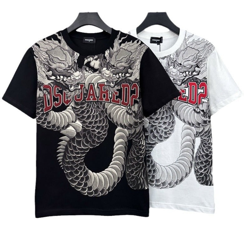 The Dsquared2 T-Shirt is fully printed with the new dragon pattern NextBlock