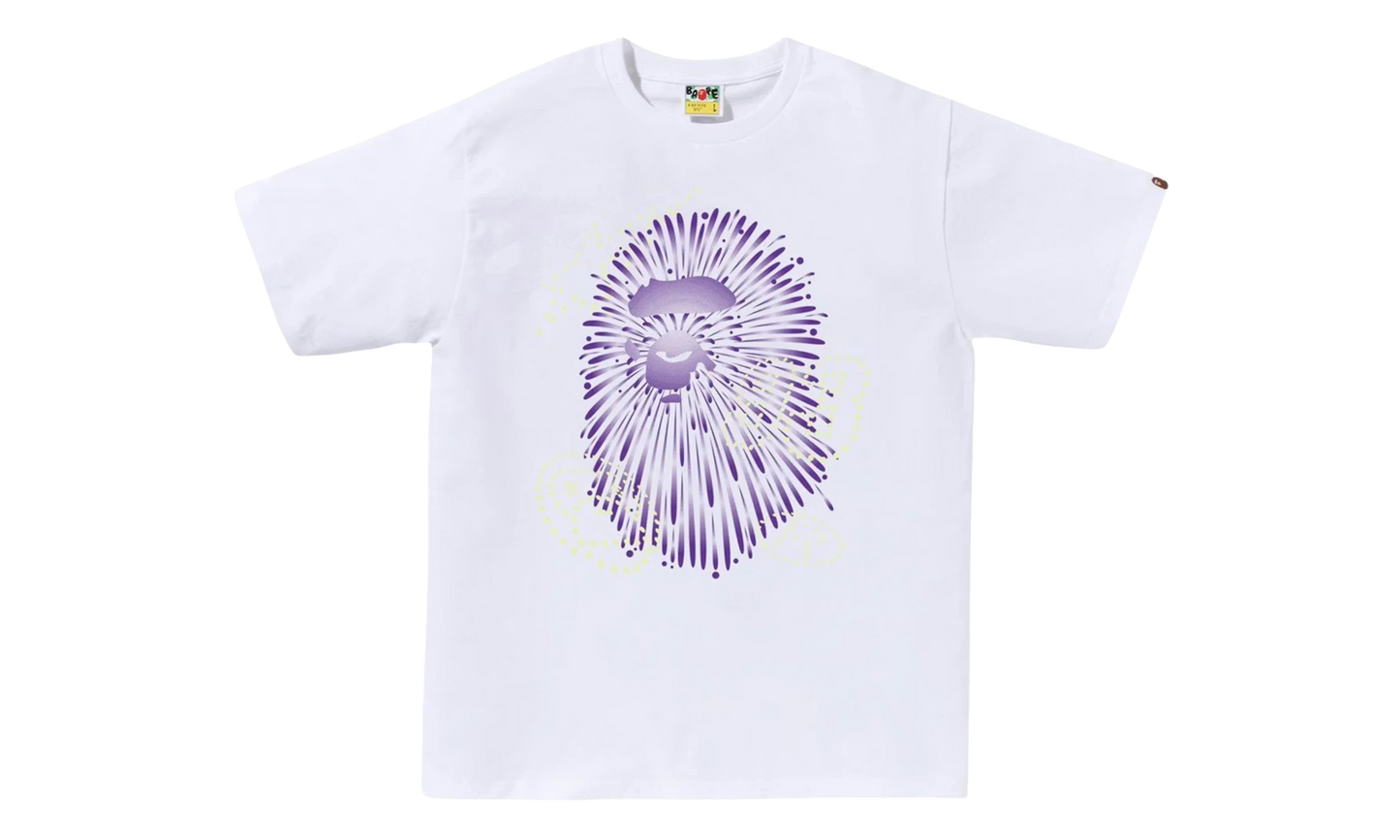 BAPE Firework Ape Head I Tee White 1L72 110 024 WHT