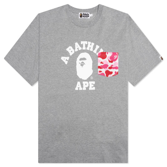 A BATHING APE ABC Camo College Pocket Relaxed Tee - Grey